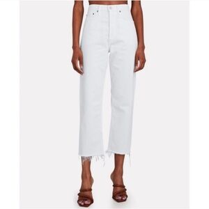 Agolde White 90’s Cropped Raw Hem Jeans